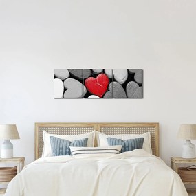 Obraz drevených srdiečok (s hodinami) (90x30 cm)