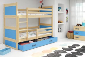 Detská poschodová posteľ RICO |  borovica 90 x 200 cm Farba: Modrá