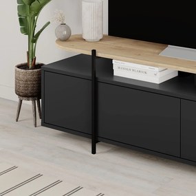 Čierny TV stolík v dekore duba 160x48 cm Hinoa – Marckeric