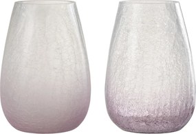 2ks fialkový sklenený veľký svietnik Hurricane Kraquel - Ø 17*27 cm