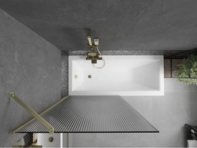 Mexen Next, 1-krídlová vaňová zástena 90 x 150 cm, 6mm sklo Ribs, zlatá matná, 895-090-000-00-09-55