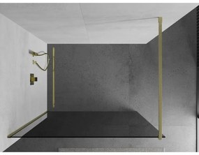 Mexen Kioto, sprchová zástena Walk-In 90 x 200 cm, 8mm šedé sklo, zlatý matný profil, 800-090-101-55-40