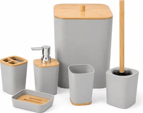 Kúpeľňová sada NATUREO 6 ks, bambus/sivá