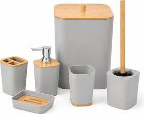 Kúpeľňová sada NATUREO 6 ks, bambus/sivá