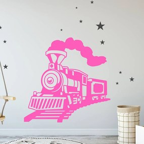 Veselá Stena Samolepka Parná lokomotíva Farba: růžová, Veľkosť: 40 x 39 cm