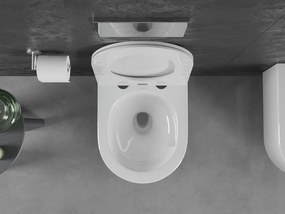 Mexen Sofia, závesná WC misa 490x360x355 mm, Rimless Tornádo + WC sedadlo z duroplastu, biela lesklá, 30540300T