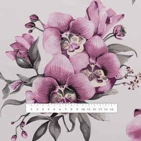 Biante Bavlnená obliečka na vankúš s lemom Sandra SA-623 Lila orchidey na bielom 40 x 60 cm