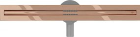 Mexen Flat 360° Slim, lineárny podlahový žľab 50 cm, ružové zlato, 1641050