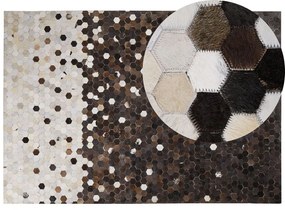 Kožený koberec 160 x 230 cm hnedá/béžová EYIM Beliani