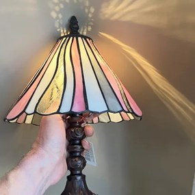 Stolová lampa vitráž Tiffany Ø20*34 RUŽOVÉ LÚČE