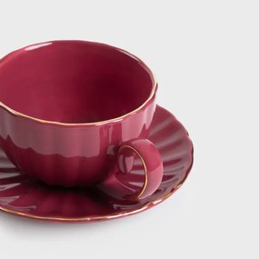 Šálka MINA s podšálkou, bordová 730627 250 ml