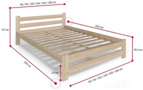 Posteľ z masívu HEUREKA + rošt ZADARMO - biela / 90x200