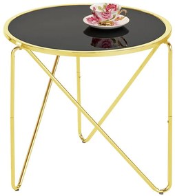 Konferenčný Stolík Gc7336 57x57x54 Mosadz/Čierna Sklo