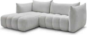 Svetlosivá rohová pohovka z textílie buklé (ľavý roh/s leňoškou) Azra – Bobochic Paris