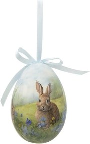 6ks dekorácie závesné vajíčko s zajačikmi Spring Egg - Ø 7*10 cm