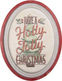 Nástenná kovová ceduľa Holly Jolly Christmas - 62*2*47 cm
