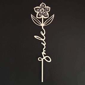 AMADEA Drevený zápich kvetina - Smile, dĺžka 28 cm