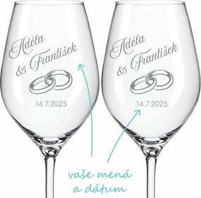 Svadobné poháre na víno Rings 2 ks