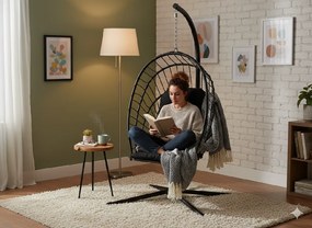 CH ERIS ČIERNA SKLADACIA ZÁVESNÁ STOLIČKA, VANKÚŠ – ČIERNY, RÁM – ČIERNY