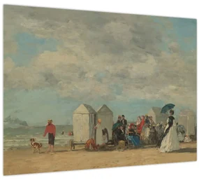 Obraz - Eugène Boudin, Beach Scene , reprodukcia (70x50 cm)