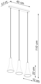 Sollux SL.1225 - Luster na lanku REA 3xE14/12W/230V betón