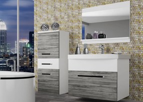 Kúpeľňový nábytok Belini šedý antracit Glamour Wood /biely mat + umývadlo + zrkadlo  ROD M 2/0/W/GWW/0/ZW