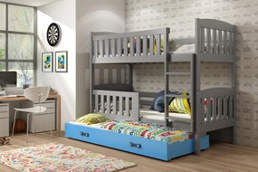 Interbeds Poschodová posteľ Kubus grafit rozkladacia s matracom 200cm x 90cm - modrá