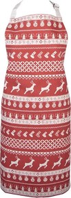 Červená bavlnená zástera s jeleňami Nordic Christmas New - 70*85 cm