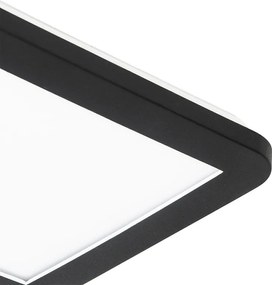 Stropné svietidlo čierne 22,5 cm štvorcové vrátane LED 3-stupňový stmievač IP44 - Steve