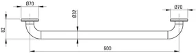 Deante Lehnen, nástenný držiak 60cm, oceľová, DEA-NIL_341C