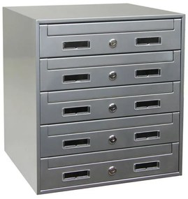 Zostava poštových schránok BK 02, 5 schránok, strieborná