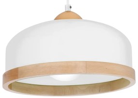 Závesné svietidlo Studio, 1x drevené/biele kovové tienidlo, (fi 32cm), w/br