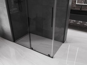 Mexen Velar, sprchový kút s posuvnými dverami 140 x 85 cm, 8mm šedé sklo, čierna matná, 871-140-085-41-70