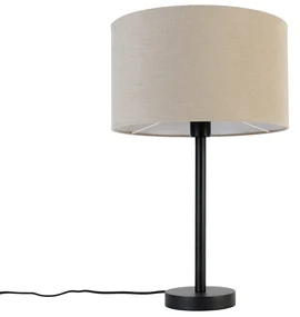 Moderná stolná lampa čierna s tienidlom z boucle svetlohnedej 35 cm - Simplo