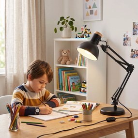 Toolight Toolight, JNH044-1T, stolná lampa s nastaviteľným ramenom, 1× E27, čierna, OSW-56235