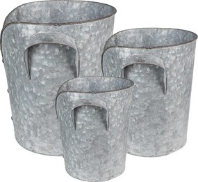 Zinkové antik plechové obaly na kvetináče sako - Ø 25*28 / Ø 21*24 / Ø 17*20 cm