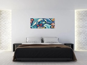 Obraz – Kreslené vodné zvieratká (120x50 cm)