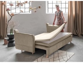 Béžová zamatová rozkladacia pohovka 225 cm Charming Charlie – Miuform