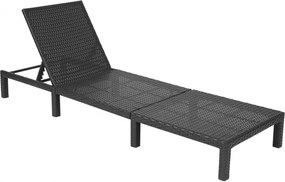 Záhradné lehátko HWC-A51 - krémové vankúše premium 10cm - antracit