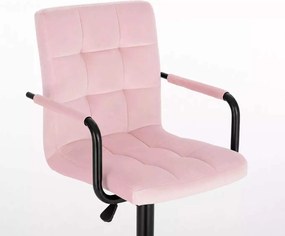 LuxuryForm DESIGN Barová stolička VERONA BLACK VELUR na čiernom tanieri - ružová