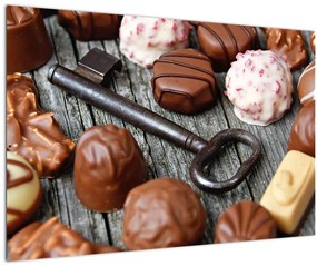 Obraz čokolády a kľúče (90x60 cm)