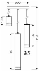 Žlté/čierne závesné svietidlo s kovovým tienidlom ø 22 cm Tubo – Candellux Lighting