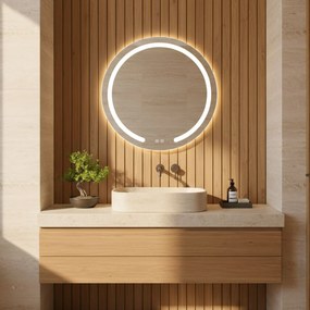 Rea Zrkadlo Modern ⌀50 cm s vyhrievaním a regulovateľným LED osvetlením HOM-00903