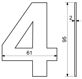 Domové číslo "4", RN.95L, nerez