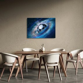 Sklenený obraz - Futbalová lopta vo vesmíre (70x50 cm)