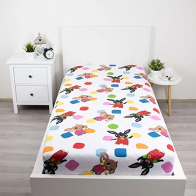 Jerry Fabrics Bavlnené napínacie prestieradlo 90x200 + 25 cm - Zajačik Bing "Playing together"