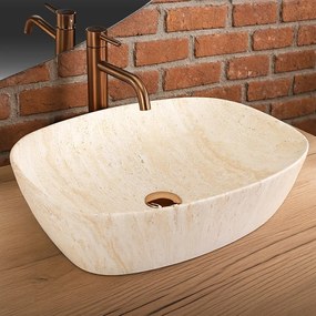 Rea Freja, umývadlo na dosku 512x396x137mm, imitácia kameňa-travertín matný, REA-U6689