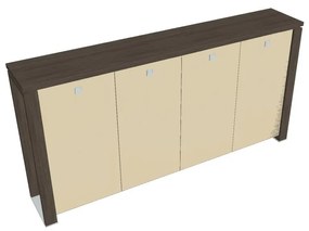Stredná šatníková skriňa Verno+ 260 x 46 x 130 cm, sklenené dvere, dub antracit / vanilka