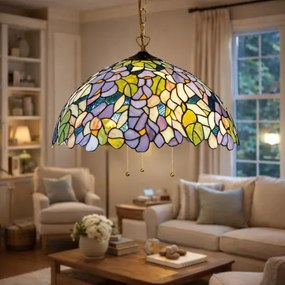 Luster do obývačky Tiffany Premium AMAZONIT Ø50 3*E27