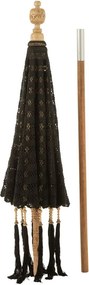 Čierny slnečník s drevenou tyčou Lorie Wood - ∅ 200*260 cm